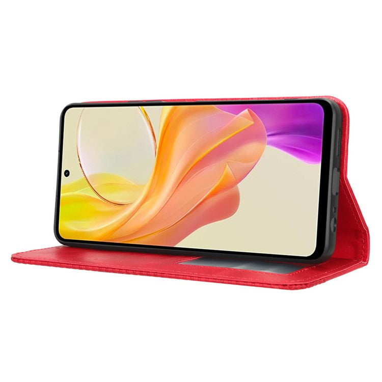 For vivo Y36 4G (Global) / Y36 5G (Global) / Y78 5G (China) / Y78m 5G / Y27 5G / Y27s 4G / Y77t 5G / Y78 5G  Retro Stand Wallet Phone Case - Red