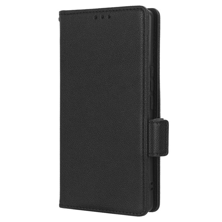 Phone Leather Case for vivo S17e 5G , Litchi Texture Wallet Stand Folio Flip Cell Phone Cover - Black