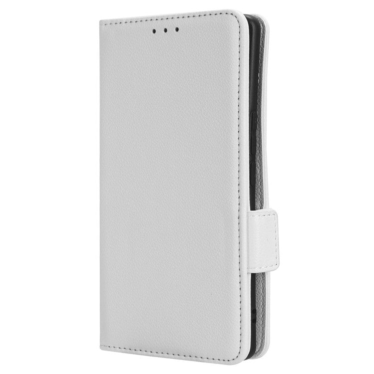 Phone Leather Case for vivo S17e 5G , Litchi Texture Wallet Stand Folio Flip Cell Phone Cover - White