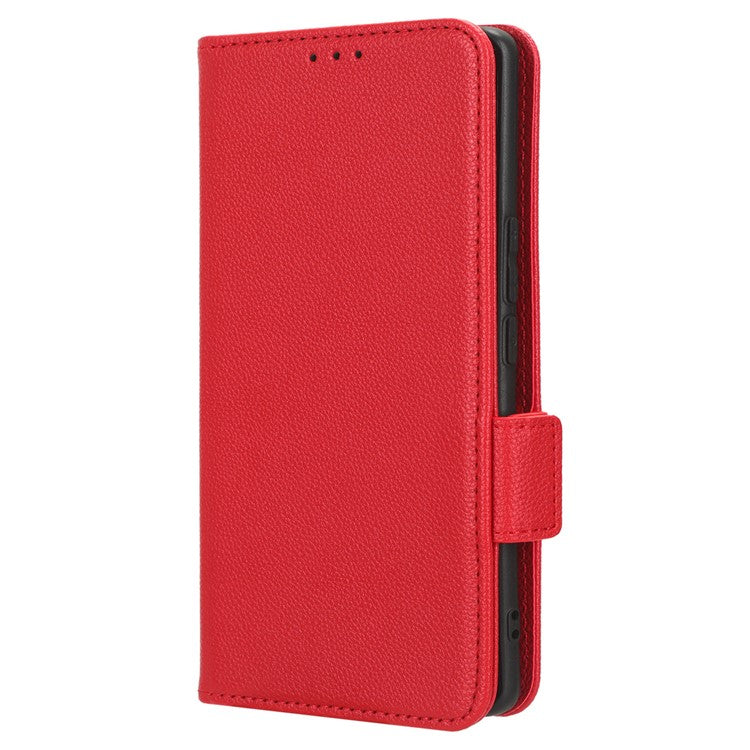 Phone Leather Case for vivo S17e 5G , Litchi Texture Wallet Stand Folio Flip Cell Phone Cover - Red