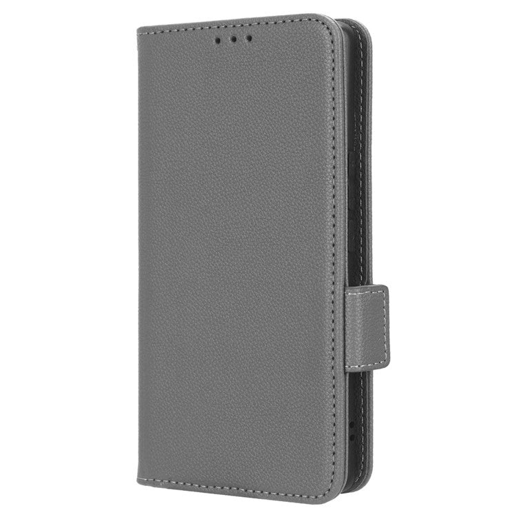 Phone Leather Case for vivo S17e 5G , Litchi Texture Wallet Stand Folio Flip Cell Phone Cover - Grey