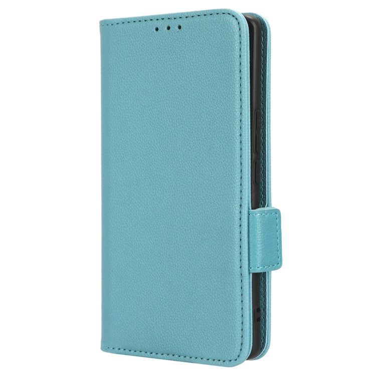 Phone Leather Case for vivo S17e 5G , Litchi Texture Wallet Stand Folio Flip Cell Phone Cover - Baby Blue