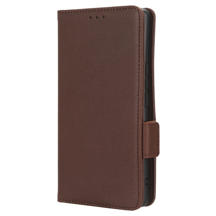 Phone Leather Case for vivo S17e 5G , Litchi Texture Wallet Stand Folio Flip Cell Phone Cover - Brown