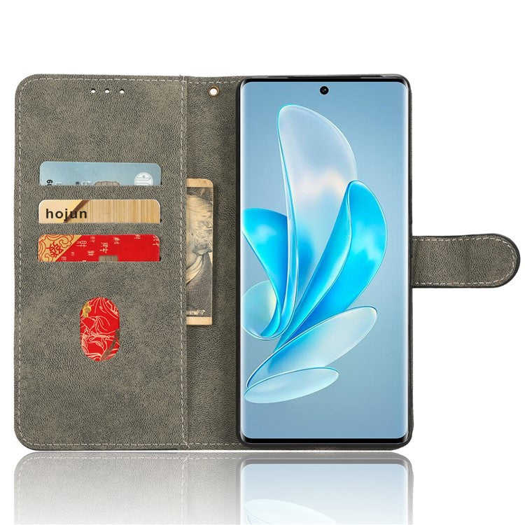 For vivo S17e 5G Drop Proof Wallet Cover RFID Blocking PU Leather Stand Phone Case with Strap - Blue