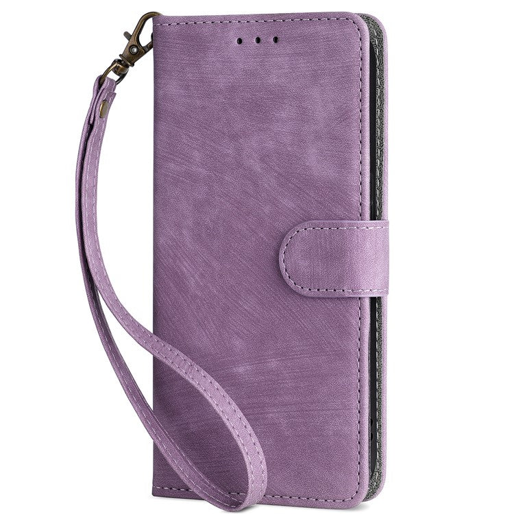 For vivo S17e 5G Drop Proof Wallet Cover RFID Blocking PU Leather Stand Phone Case with Strap - Purple