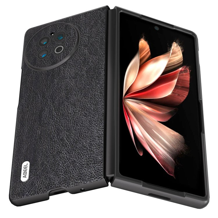 ABEEL For vivo X Fold2 PU Leather Coated PC Shockproof Cover Retro Litchi Texture Phone Cover - Black