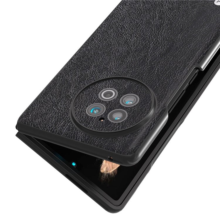 ABEEL For vivo X Fold2 PU Leather Coated PC Shockproof Cover Retro Litchi Texture Phone Cover - Black