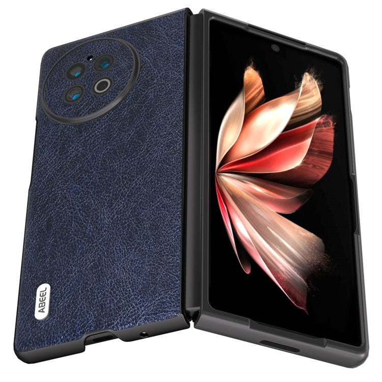 ABEEL For vivo X Fold2 PU Leather Coated PC Shockproof Cover Retro Litchi Texture Phone Cover - Blue