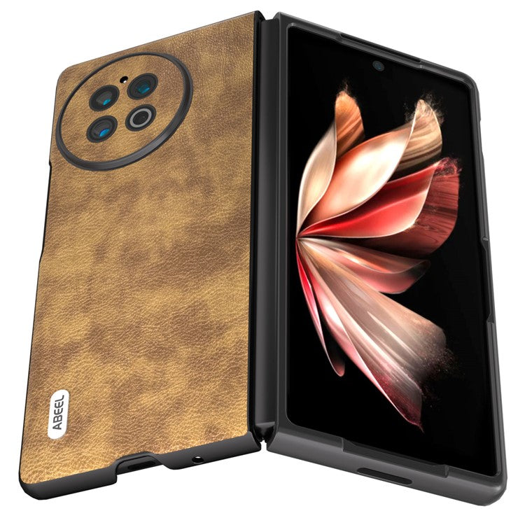 ABEEL For vivo X Fold2 PU Leather Coated PC Shockproof Cover Retro Litchi Texture Phone Cover - Brown