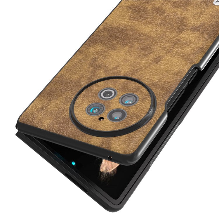 ABEEL For vivo X Fold2 PU Leather Coated PC Shockproof Cover Retro Litchi Texture Phone Cover - Brown