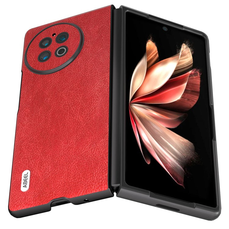 ABEEL For vivo X Fold2 PU Leather Coated PC Shockproof Cover Retro Litchi Texture Phone Cover - Red