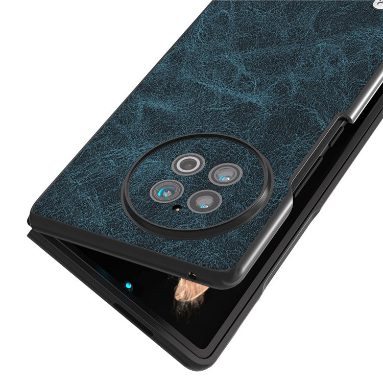 ABEEL For vivo X Fold2 PU Leather+Hard PC Phone Case Litchi Texture Anti-Drop Protective Cover - Blue