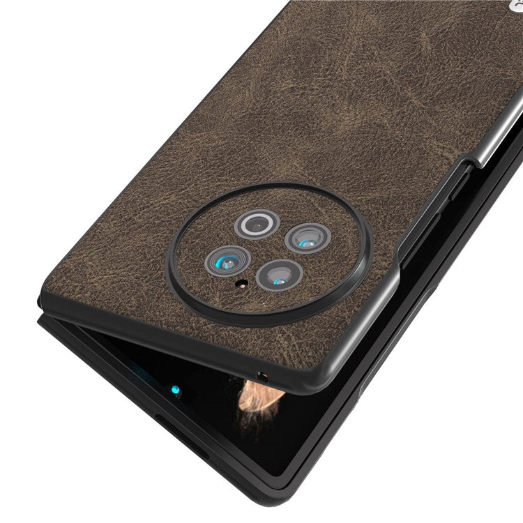 ABEEL For vivo X Fold2 PU Leather+Hard PC Phone Case Litchi Texture Anti-Drop Protective Cover - Khaki