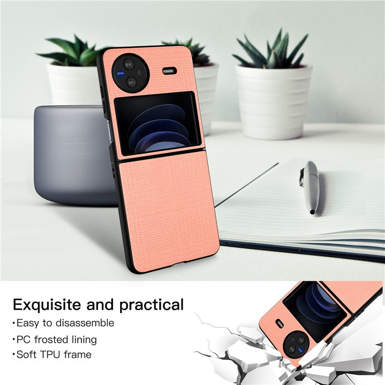 VILI TH Series Drop-proof Case for vivo X Flip PU Leather Coated PC+TPU Protective Cellphone Cover - Pink