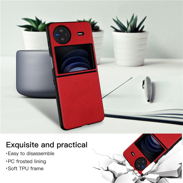 VILI TH Series Drop-proof Case for vivo X Flip PU Leather Coated PC+TPU Protective Cellphone Cover - Red