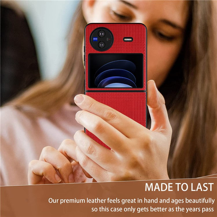 VILI TH Series Drop-proof Case for vivo X Flip PU Leather Coated PC+TPU Protective Cellphone Cover - Red