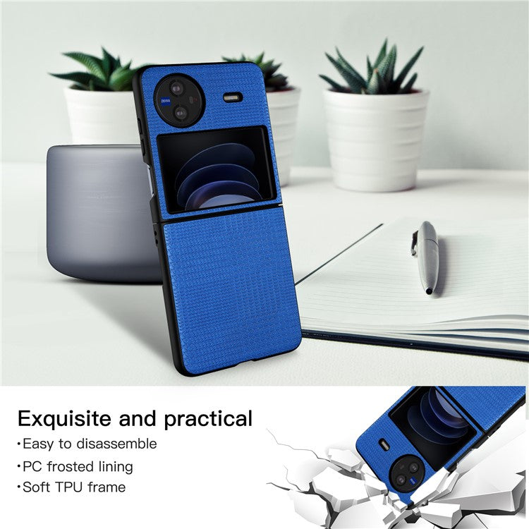 VILI TH Series Drop-proof Case for vivo X Flip PU Leather Coated PC+TPU Protective Cellphone Cover - Blue