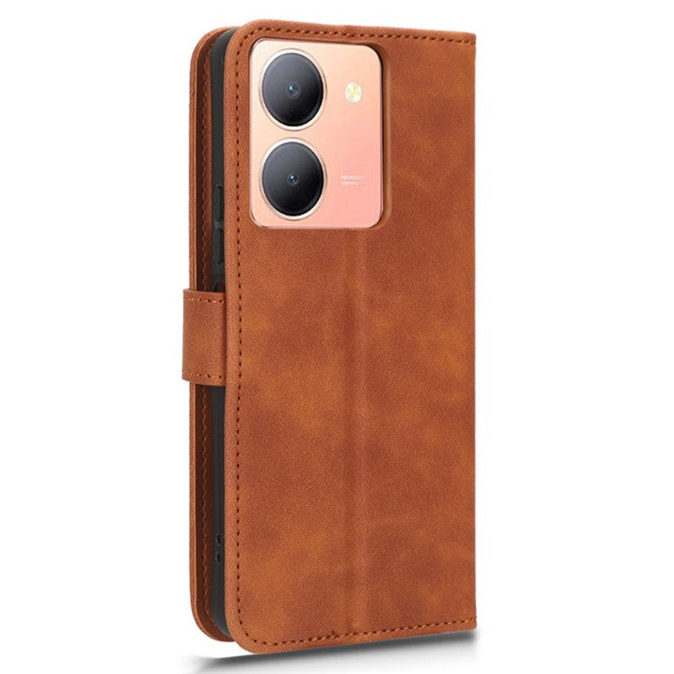 For vivo Y78 5G PU Leather Wallet Cover Flip Stand Skin-touch Magnetic Clasp Phone Case - Brown