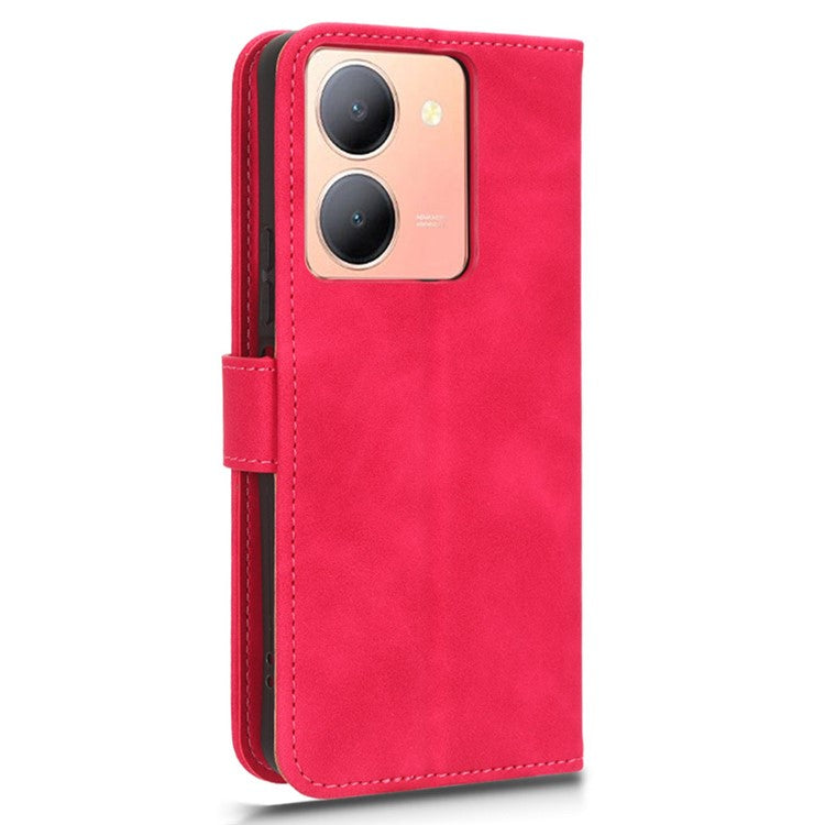 For vivo Y78 5G PU Leather Wallet Cover Flip Stand Skin-touch Magnetic Clasp Phone Case - Rose