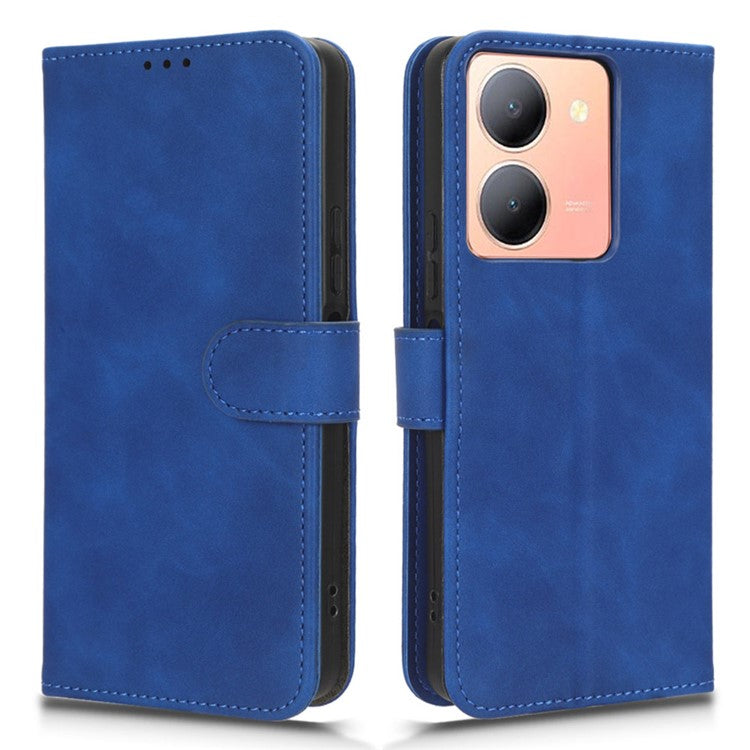 For vivo Y78 5G PU Leather Wallet Cover Flip Stand Skin-touch Magnetic Clasp Phone Case - Blue