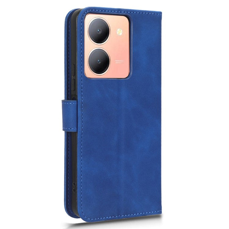 For vivo Y78 5G PU Leather Wallet Cover Flip Stand Skin-touch Magnetic Clasp Phone Case - Blue