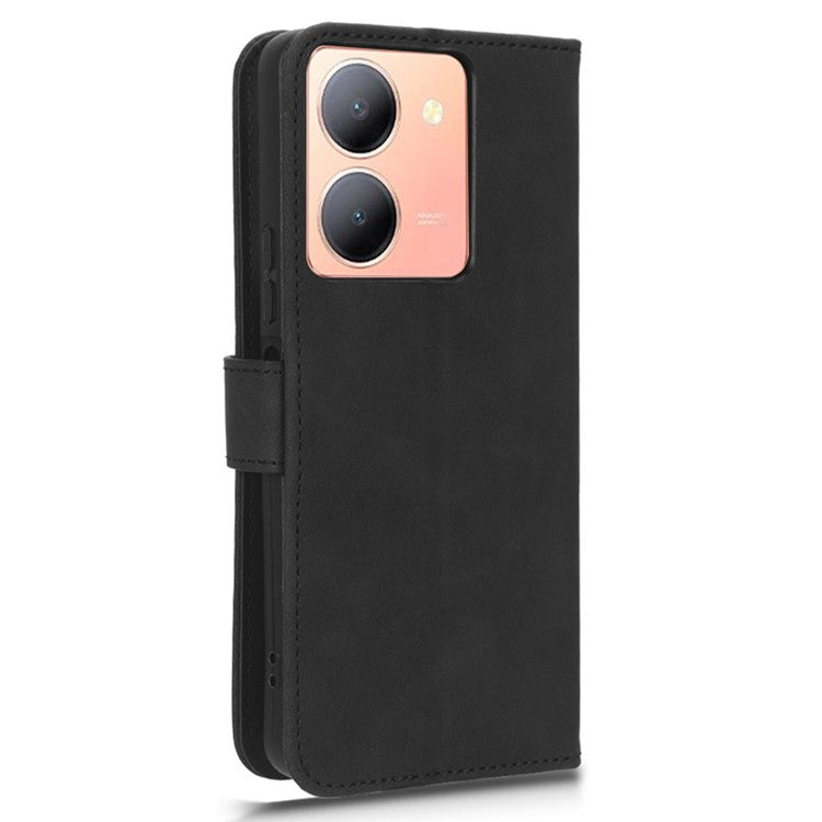 For vivo Y78 5G PU Leather Wallet Cover Flip Stand Skin-touch Magnetic Clasp Phone Case - Black