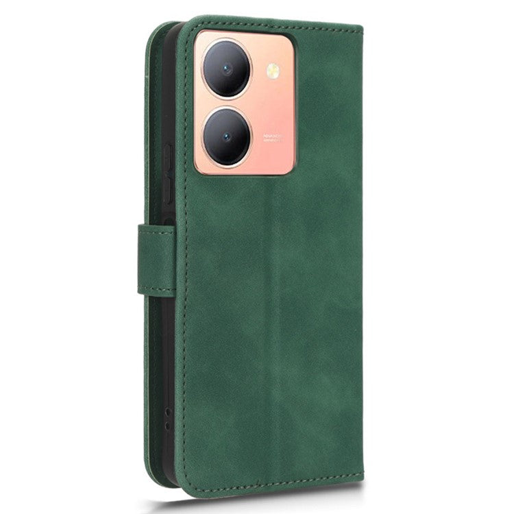 For vivo Y78 5G PU Leather Wallet Cover Flip Stand Skin-touch Magnetic Clasp Phone Case - Green