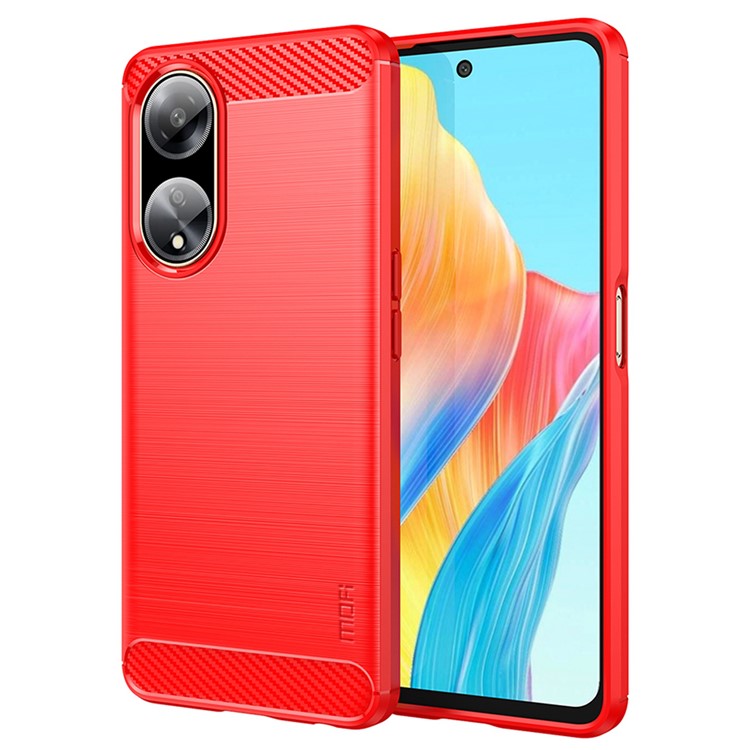 MOFI JK TPU Series-1 Soft TPU Phone Case for Oppo A1 5G Carbon Fiber Brushed Anti-Drop Phone Cover - Red