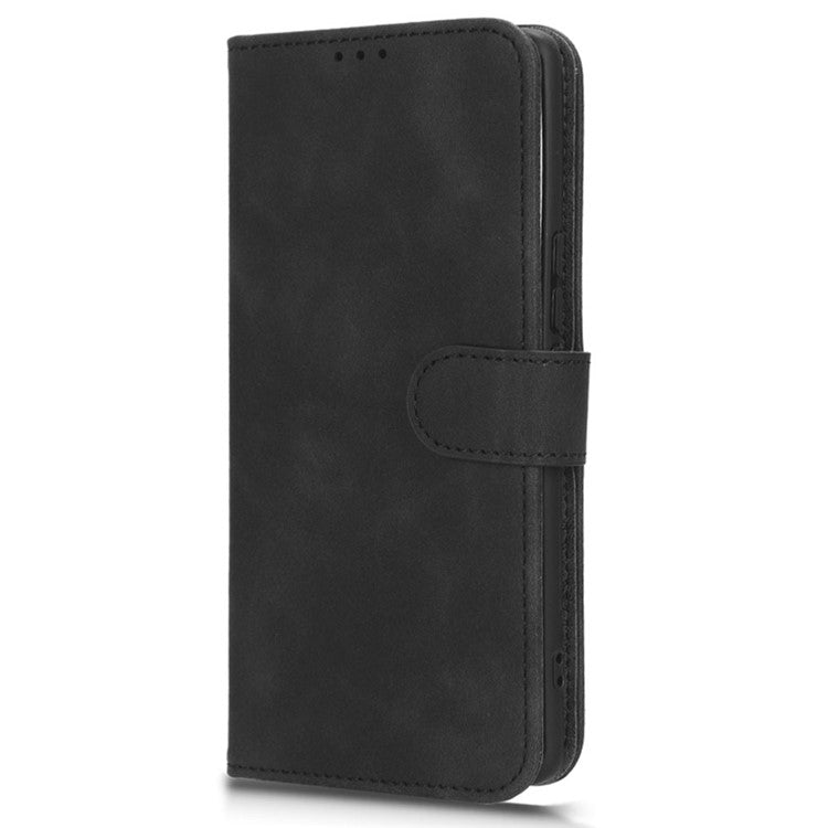 Skin-touch PU Leather Phone Cover for vivo S17 5G , Supporting Stand Slim-Fit Wallet Flip Phone Case - Black