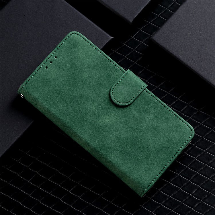 Skin-touch PU Leather Phone Cover for vivo S17 5G , Supporting Stand Slim-Fit Wallet Flip Phone Case - Green