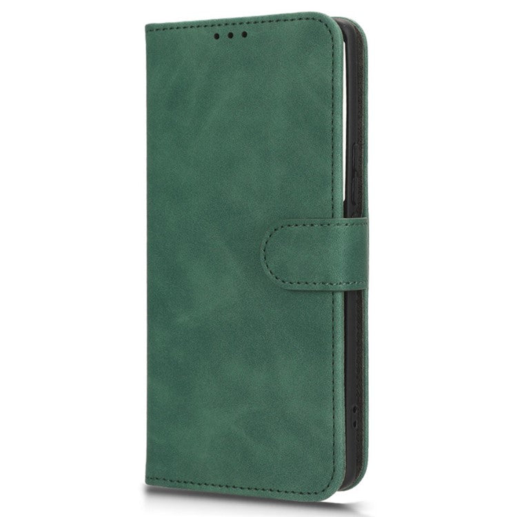 Skin-touch PU Leather Phone Cover for vivo S17 5G , Supporting Stand Slim-Fit Wallet Flip Phone Case - Green