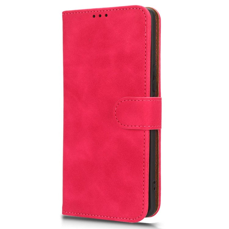 Skin-touch PU Leather Phone Cover for vivo S17 5G , Supporting Stand Slim-Fit Wallet Flip Phone Case - Rose