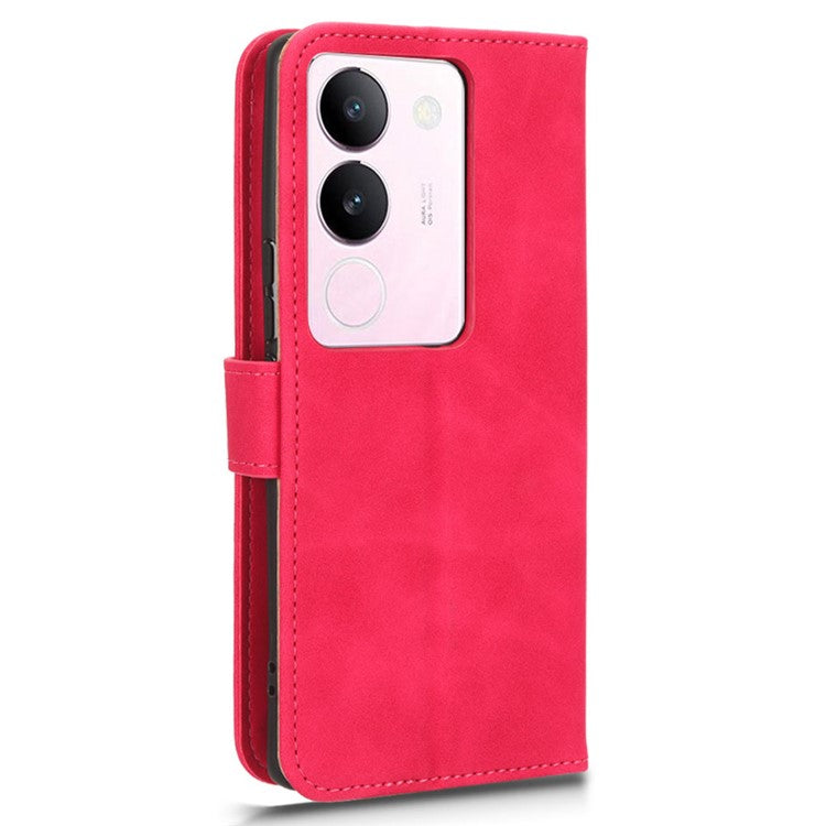 Skin-touch PU Leather Phone Cover for vivo S17 5G , Supporting Stand Slim-Fit Wallet Flip Phone Case - Rose