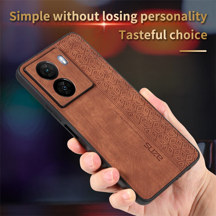 AZNS For vivo iQOO Z7 5G / Z7x 5G PU Leather+TPU Phone Case Imprinted Pattern Non-Slip Grip Cover - Brown