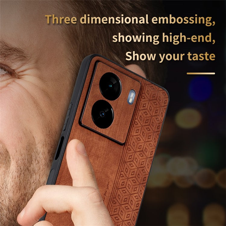 AZNS For vivo iQOO Z7 5G / Z7x 5G PU Leather+TPU Phone Case Imprinted Pattern Non-Slip Grip Cover - Brown