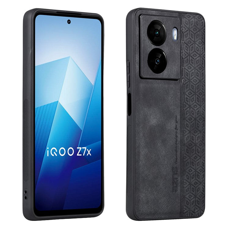 AZNS For vivo iQOO Z7 5G / Z7x 5G PU Leather+TPU Phone Case Imprinted Pattern Non-Slip Grip Cover - Black