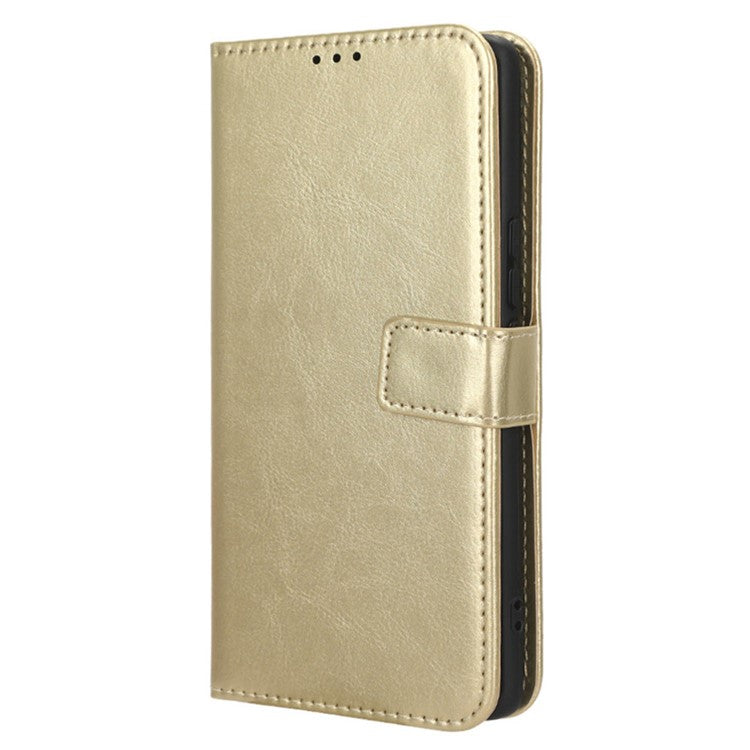 For vivo V29 5G / S17 5G / S17 Pro 5G / S17t 5G Magnetic Closure Wallet Phone Case Crazy Horse Texture Leather Stand Flip Cover - Gold