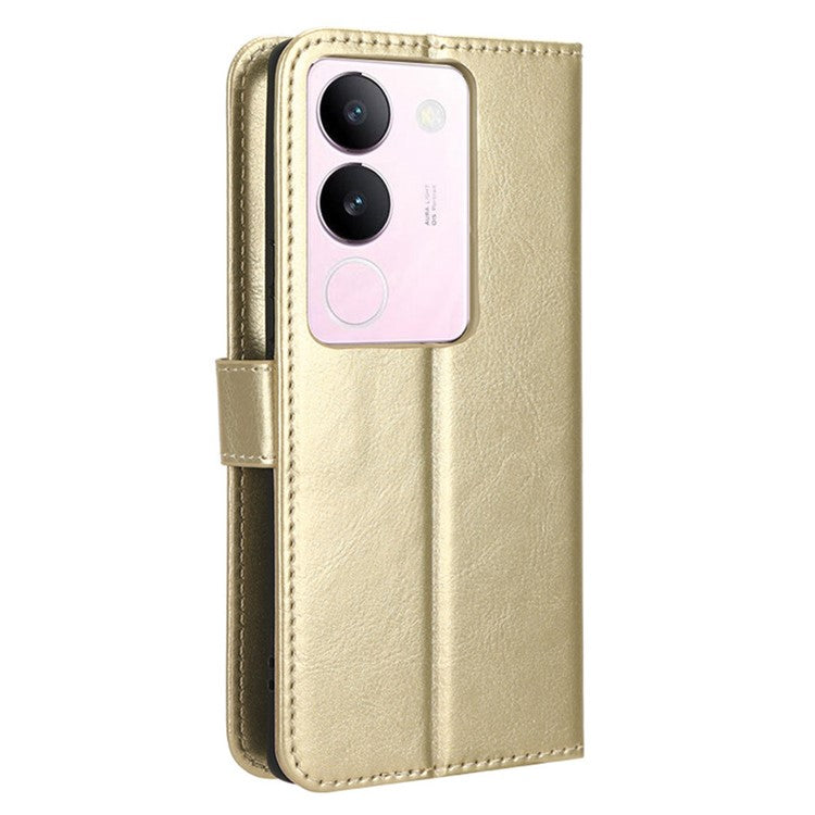 For vivo V29 5G / S17 5G / S17 Pro 5G / S17t 5G Magnetic Closure Wallet Phone Case Crazy Horse Texture Leather Stand Flip Cover - Gold