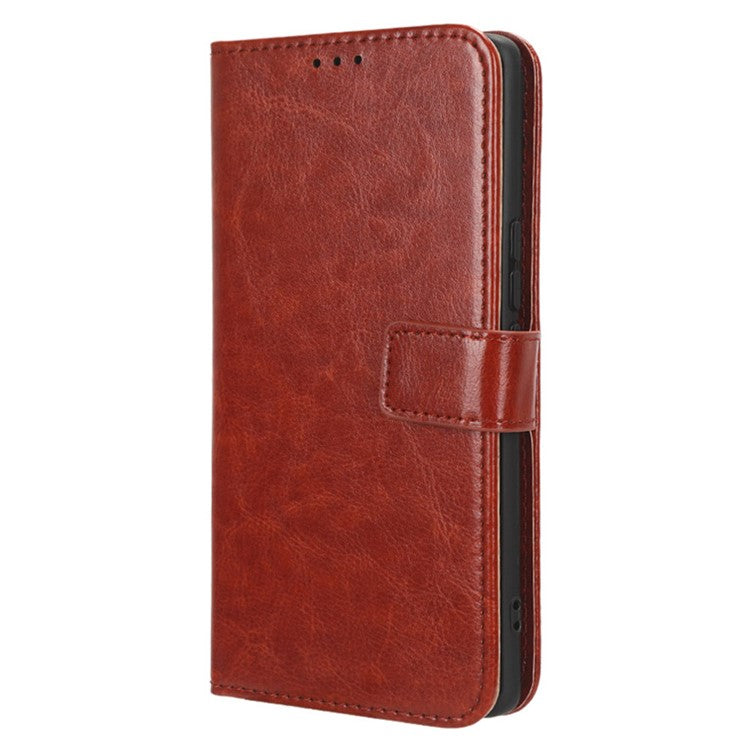 For vivo V29 5G / S17 5G / S17 Pro 5G / S17t 5G Magnetic Closure Wallet Phone Case Crazy Horse Texture Leather Stand Flip Cover - Brown