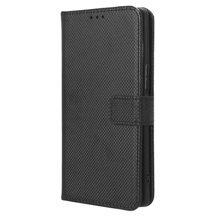 For vivo V29 5G / S17 5G / S17 Pro 5G / S17t 5G PU Leather Phone Case Stand Wallet Anti-Dust Phone Shell Diamond Texture Cover - Black