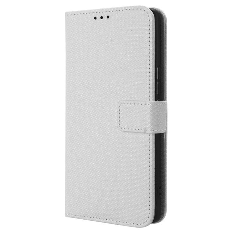 For vivo V29 5G / S17 5G / S17 Pro 5G / S17t 5G PU Leather Phone Case Stand Wallet Anti-Dust Phone Shell Diamond Texture Cover - White