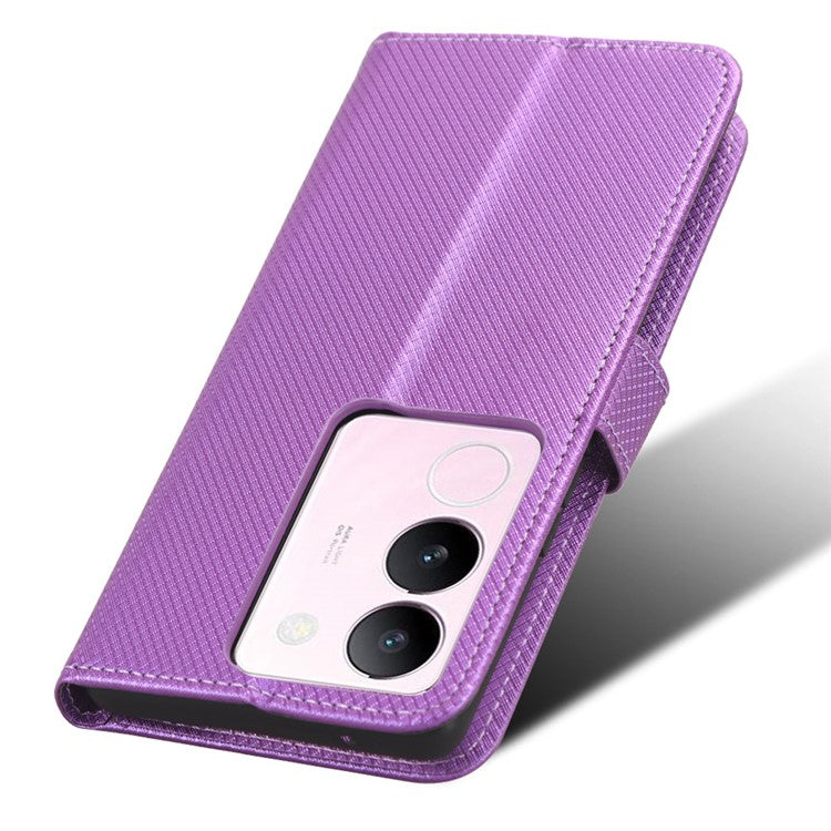 For vivo V29 5G / S17 5G / S17 Pro 5G / S17t 5G PU Leather Phone Case Stand Wallet Anti-Dust Phone Shell Diamond Texture Cover - Purple