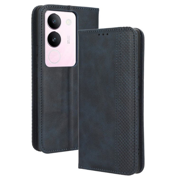 For vivo V29 5G / S17 5G / S17 Pro 5G / S17t 5G Retro Stand Anti-fall Mobile Phone Cover PU Leather Magnetic Case Wallet - Blue