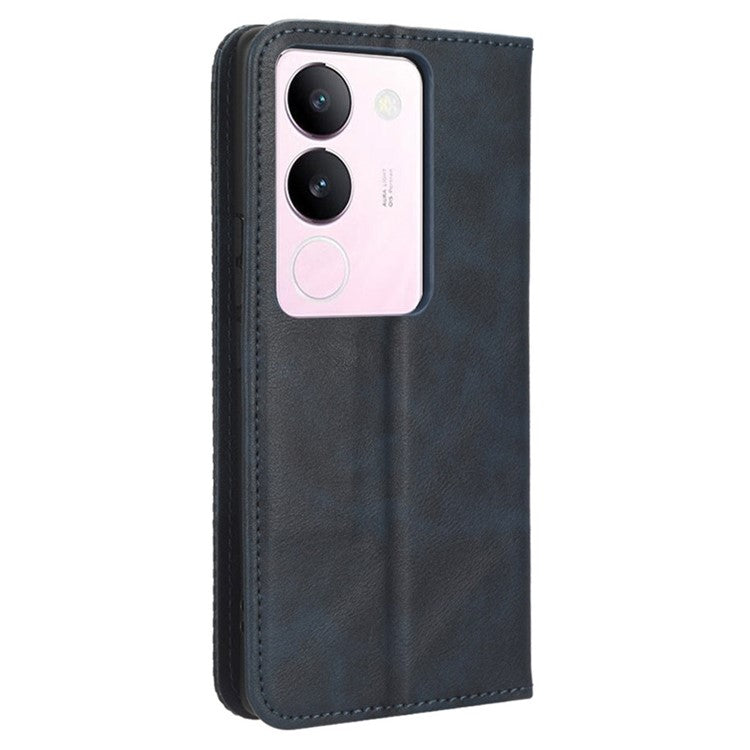 For vivo V29 5G / S17 5G / S17 Pro 5G / S17t 5G Retro Stand Anti-fall Mobile Phone Cover PU Leather Magnetic Case Wallet - Blue