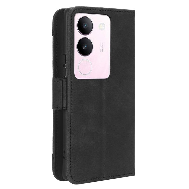 For vivo V29 5G / S17 5G / S17 Pro 5G / S17t 5G Multiple Card Slots PU Leather Phone Cover Foldable Stand Case Wallet Phone Shell - Black