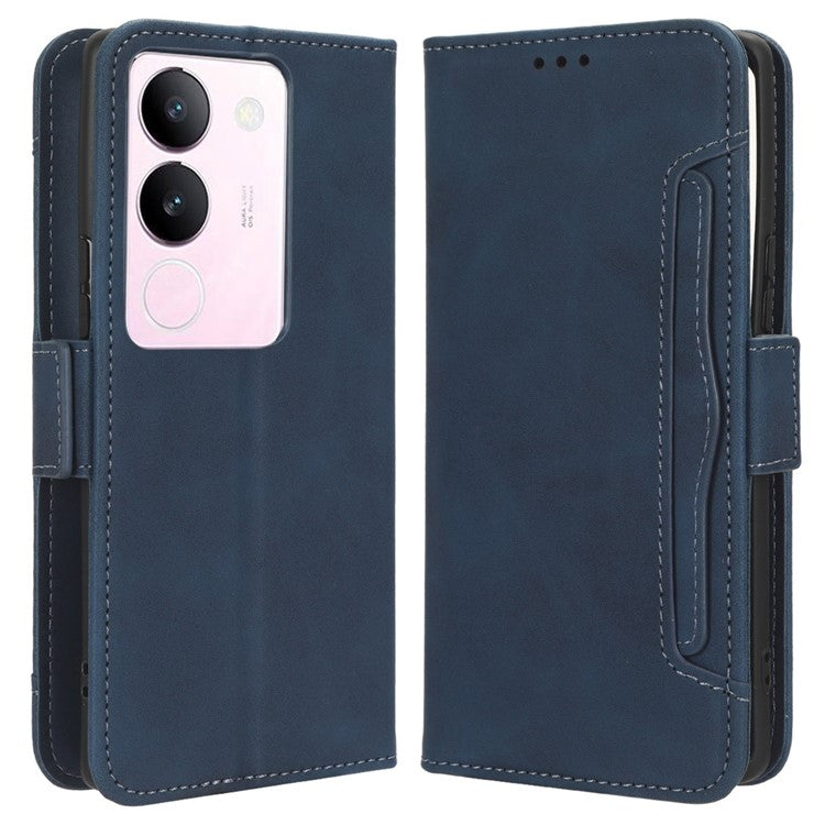 For vivo V29 5G / S17 5G / S17 Pro 5G / S17t 5G Multiple Card Slots PU Leather Phone Cover Foldable Stand Case Wallet Phone Shell - Blue