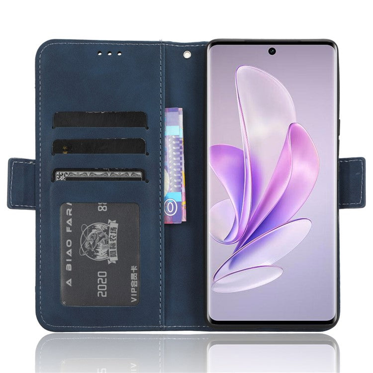 For vivo V29 5G / S17 5G / S17 Pro 5G / S17t 5G Multiple Card Slots PU Leather Phone Cover Foldable Stand Case Wallet Phone Shell - Blue