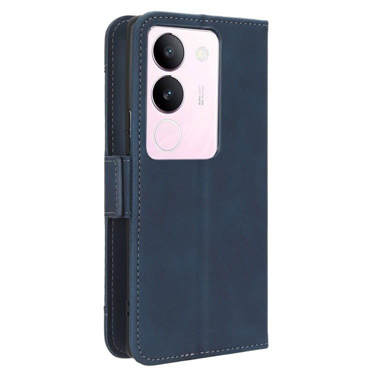 For vivo V29 5G / S17 5G / S17 Pro 5G / S17t 5G Multiple Card Slots PU Leather Phone Cover Foldable Stand Case Wallet Phone Shell - Blue