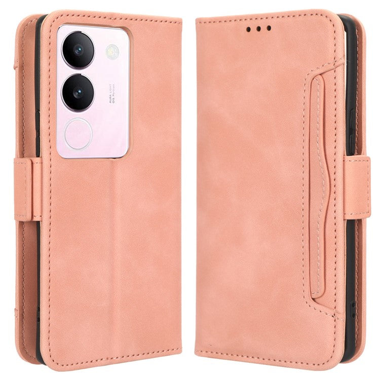 For vivo V29 5G / S17 5G / S17 Pro 5G / S17t 5G Multiple Card Slots PU Leather Phone Cover Foldable Stand Case Wallet Phone Shell - Pink