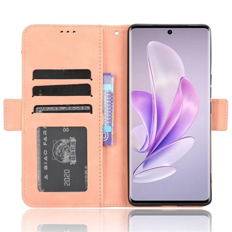 For vivo V29 5G / S17 5G / S17 Pro 5G / S17t 5G Multiple Card Slots PU Leather Phone Cover Foldable Stand Case Wallet Phone Shell - Pink